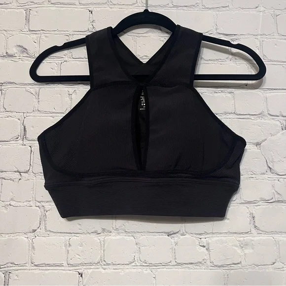 Buffbunny Sphynx Ribbed Sports Bra Onyx Black Women's Large High Neck Athletic - Picture 2 of 6